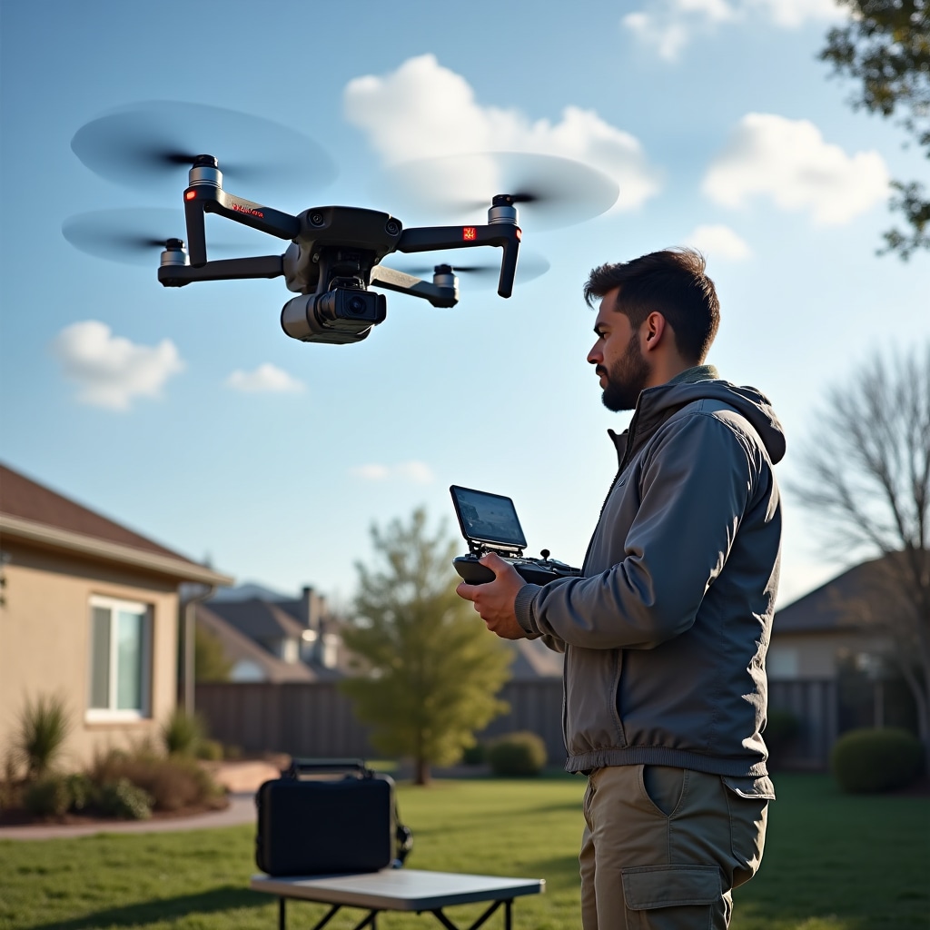 Drone aerial photography showing elevated perspective of residential property and surroundings